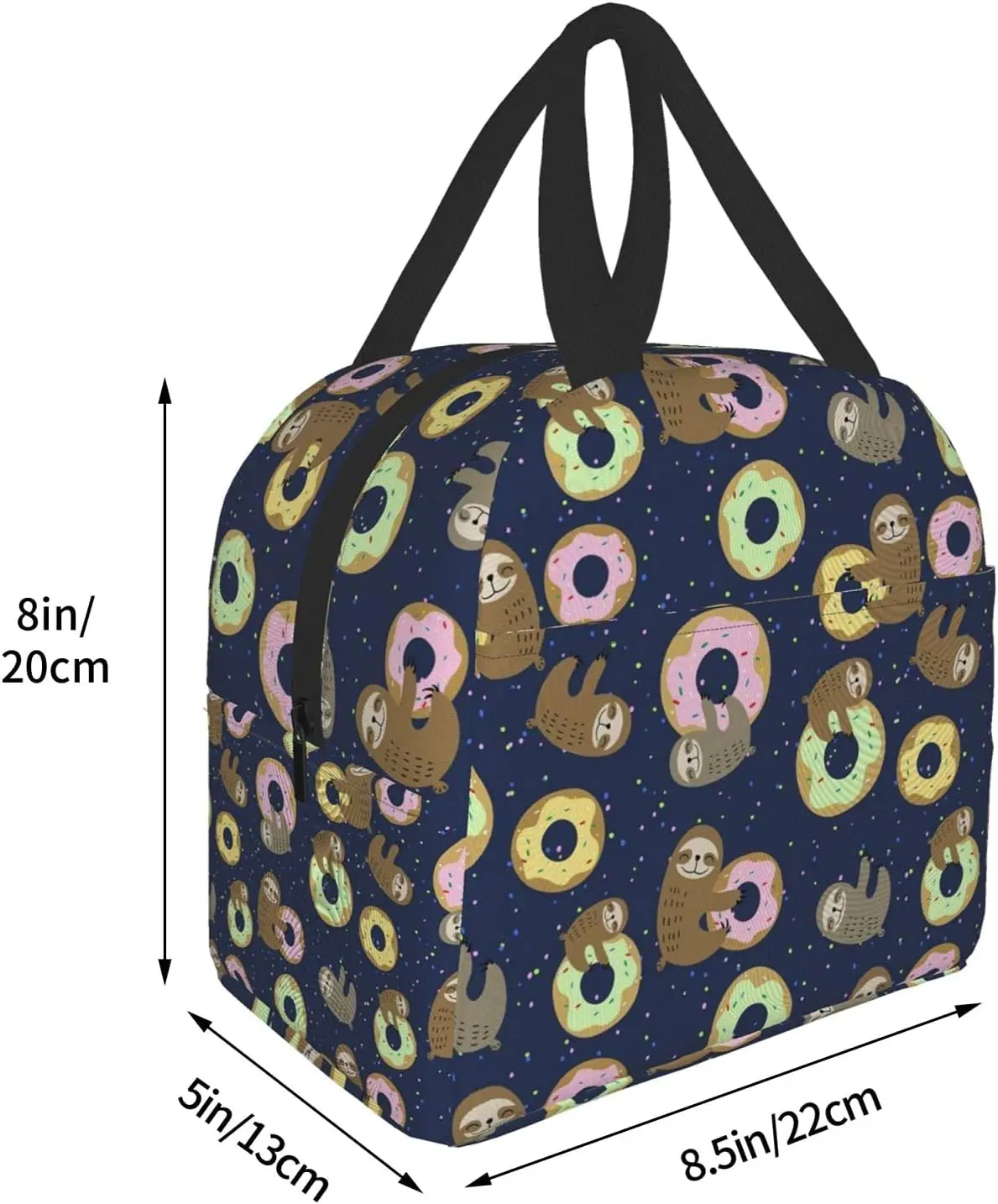 Donut Sloth Lunch Bag Reusable Lunch Box Waterproof Thermal Tote Bag Lunch Container Cute Cooler Bag for Women Men Work/Travel/