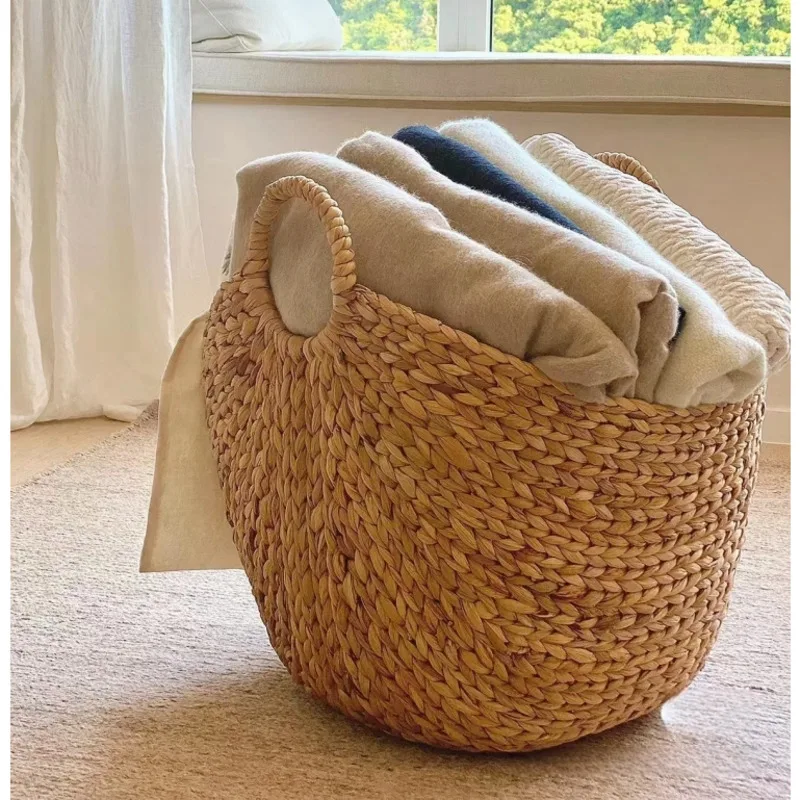 Natural Rattan Woven Dirty Clothes Bucket Multi Functional Clothes Basket Living Room Large Toy Storage Practical Home Supplies