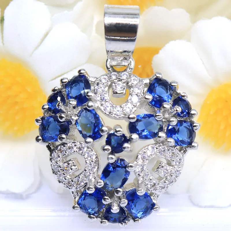 Buy 4 Get 1 Free SheCrown 27x18mm Created Tanzanite Pink Kunzite Tourmaline Iolite Violet Tanzanite Silver Plated Pendant