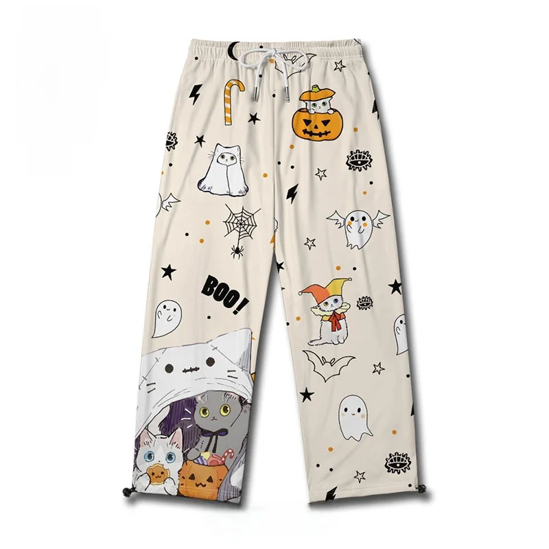 

Cute loween Pumpkin fiti Costume Men's Sports Long Pants Casual Straight Leg Trousers Polyester Fiber Non-Stretch