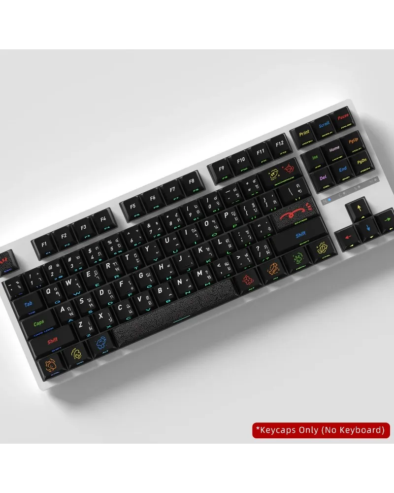 

Graffiti 2.0 Themed Thai Root Keycaps Five Sided Heat Sublimation Original Height Side Engraving Mechanical Magnetic Keyboard
