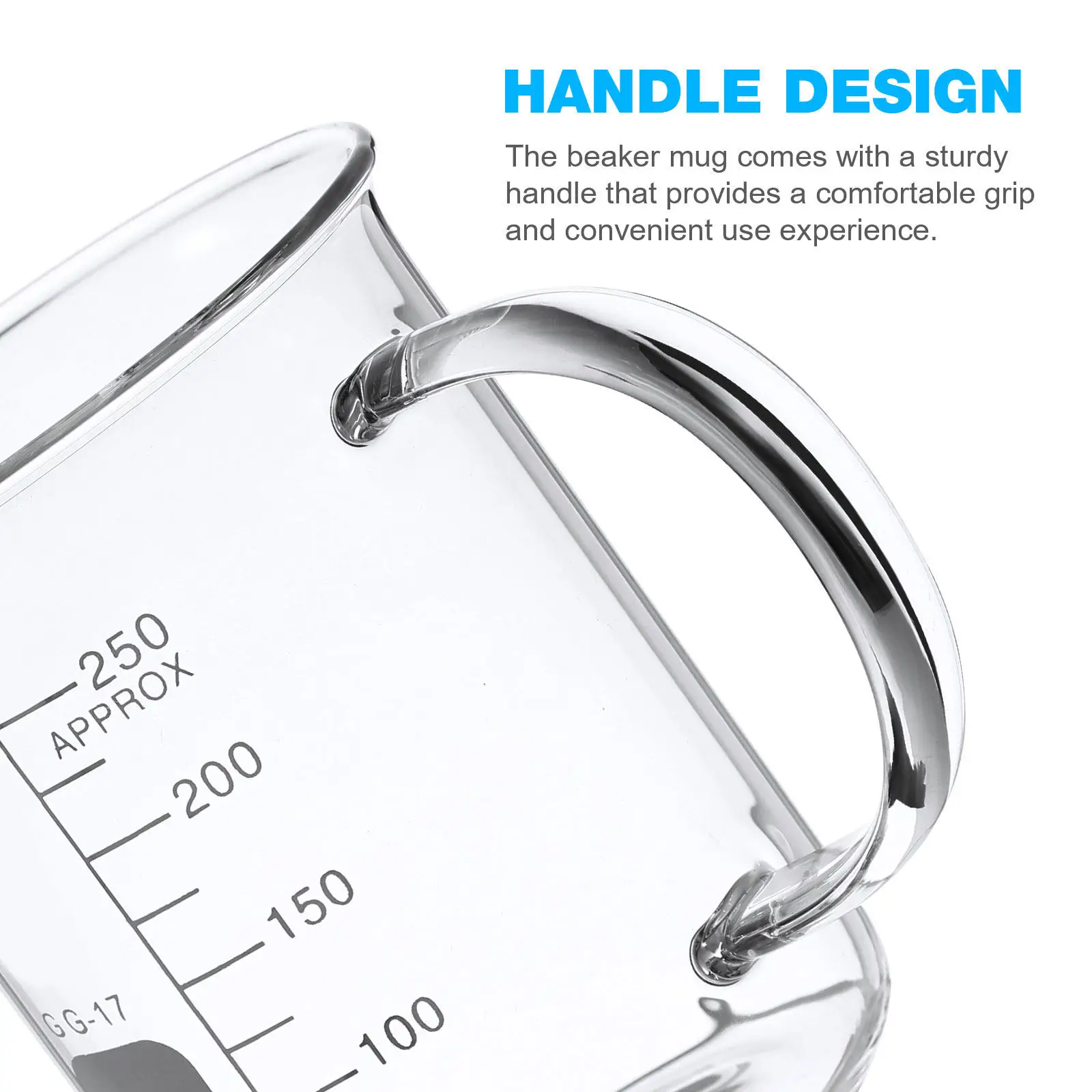 250Ml Beaker Mug with Handle Glass Measuring Cup Science Teacher Gift Chemistry Beaker Coffee Measuring Pitcher