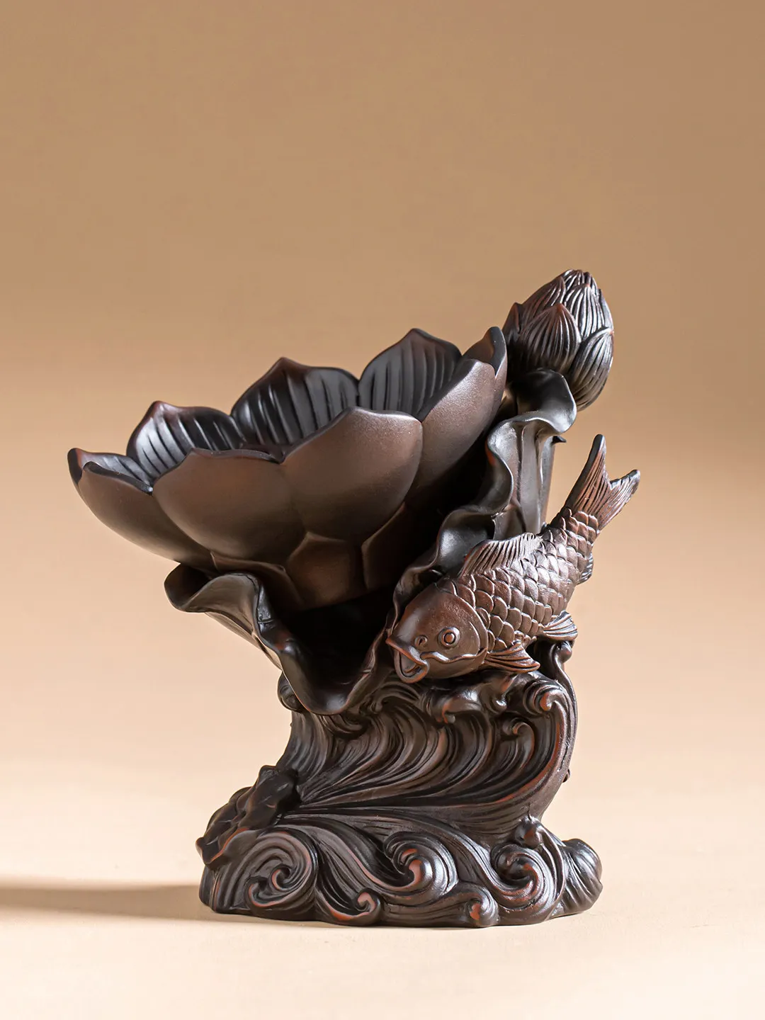 Yuyuelianhua Purple Pottery Tea Drain Creative Hand-carved All-ceramic Tea Set Accessories Tea Filter