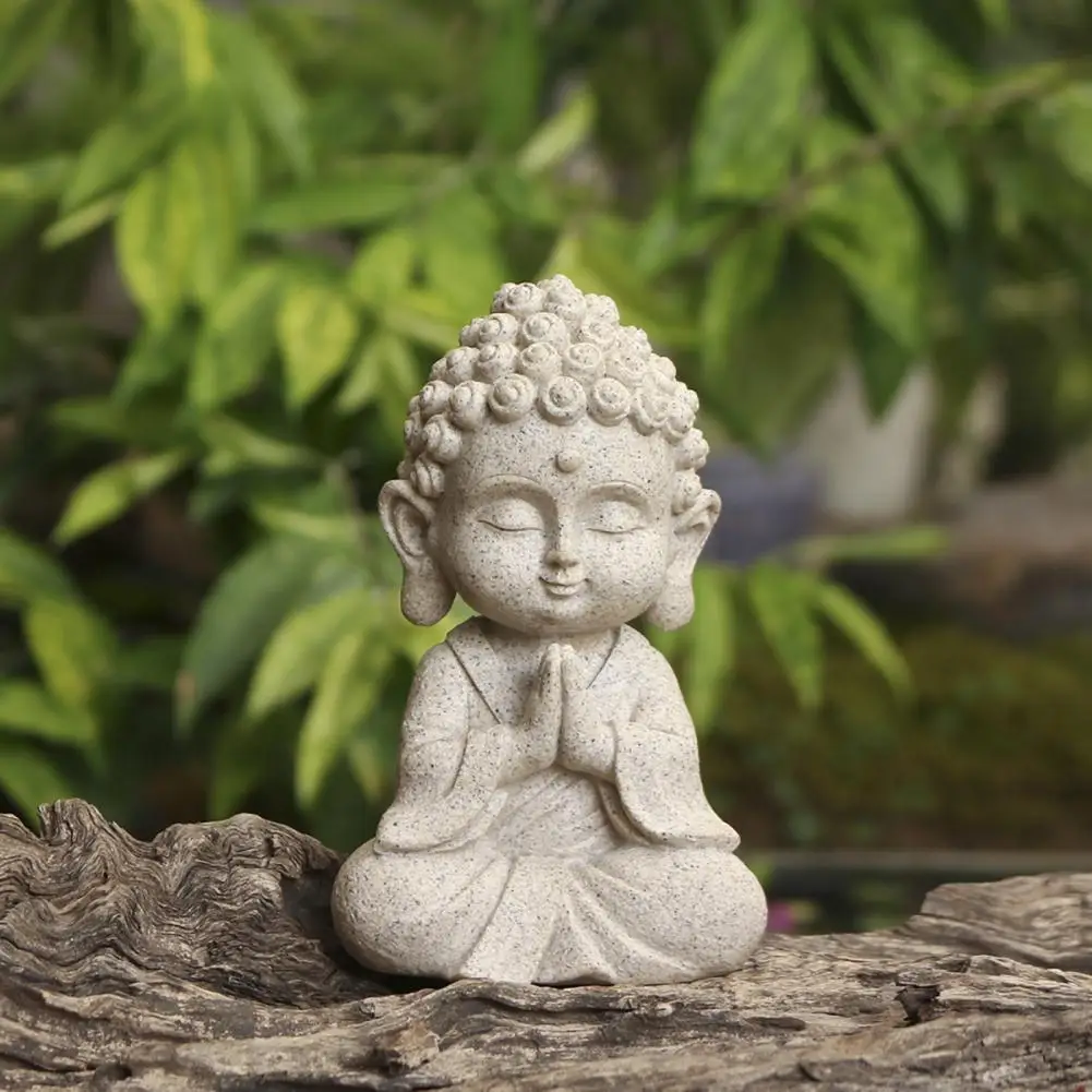 1 sitting smiling Buddha statue, prayer room decoration, creative garden decoration, home living room decoration