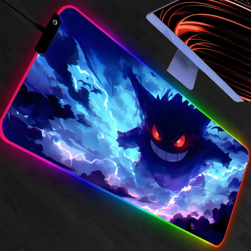 

Backlight Mouse Pad Gamer Desk Mat PC Computer Anime RGB Mousepad Keyboard gaming Accessories Mausepad Pokemon Pikachu