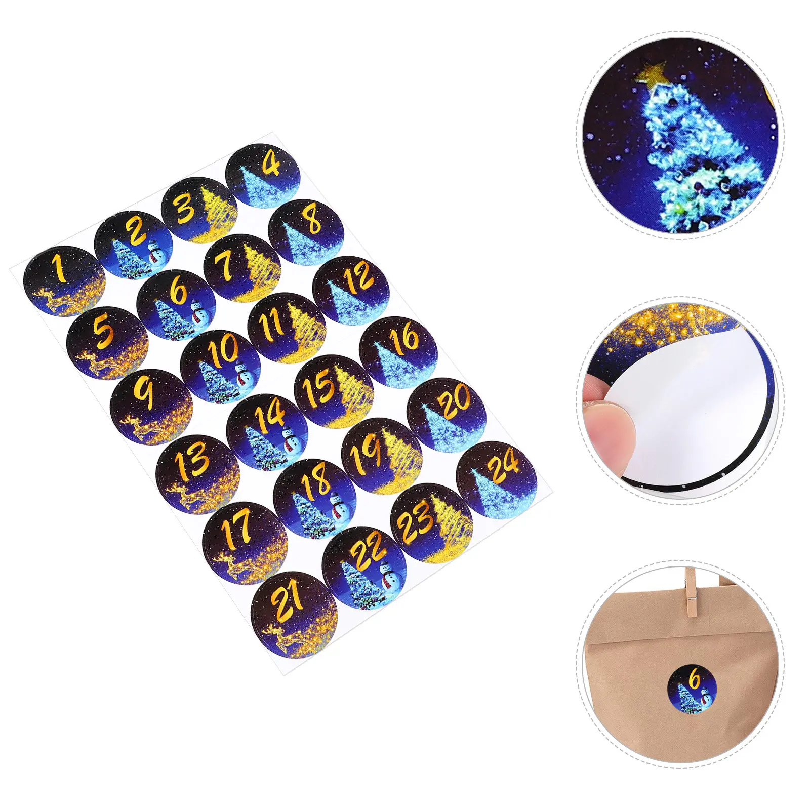 6Sheets Christmas Number Stickers Adhesive Sealing Label for Candy Gift Bag Party Favor DIY Craft Decoration Christmas Sticker