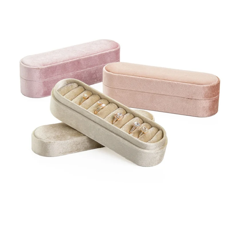 High-End Exquisite Retro Portable Velvet Ring Storage and Display Box Soft Velvet Ring Earring Jewelry Box