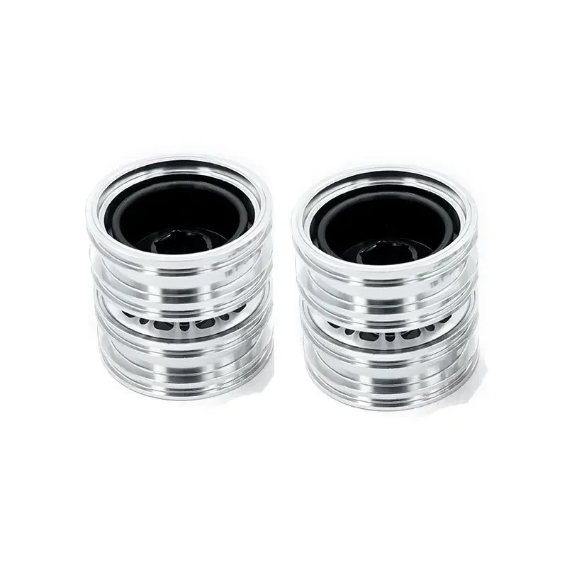 Um par de rodas estreitas dianteiras e traseiras de metal para 1/14 tamiya rc caminhão reboque basculante scania man benz actros volvo carro peças diy
