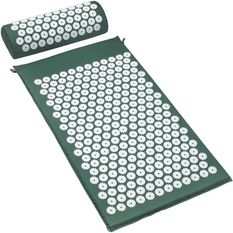 Acupressure Mat and Pillow set for Back/Neck Pain Relief and Muscle Relaxation,Cushion for Sciatica, Stress Relief Carpet