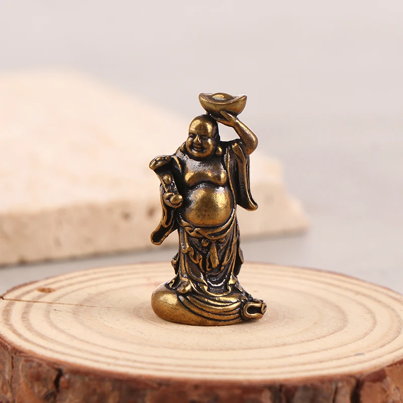 

1Pc Brass Maitreya Buddha Miniatures Figurines Pocket Brass Small Statue Ornaments Home Decor Craft Desk Decoration