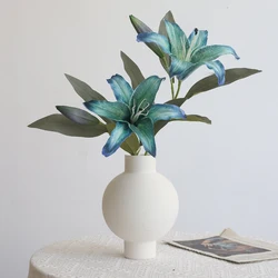 1PC,Retro Autumn Colors 2 Head Lily Simulation Flower Wedding Decoration Hotel Set Home Decoration Ornament Fake Bouquet