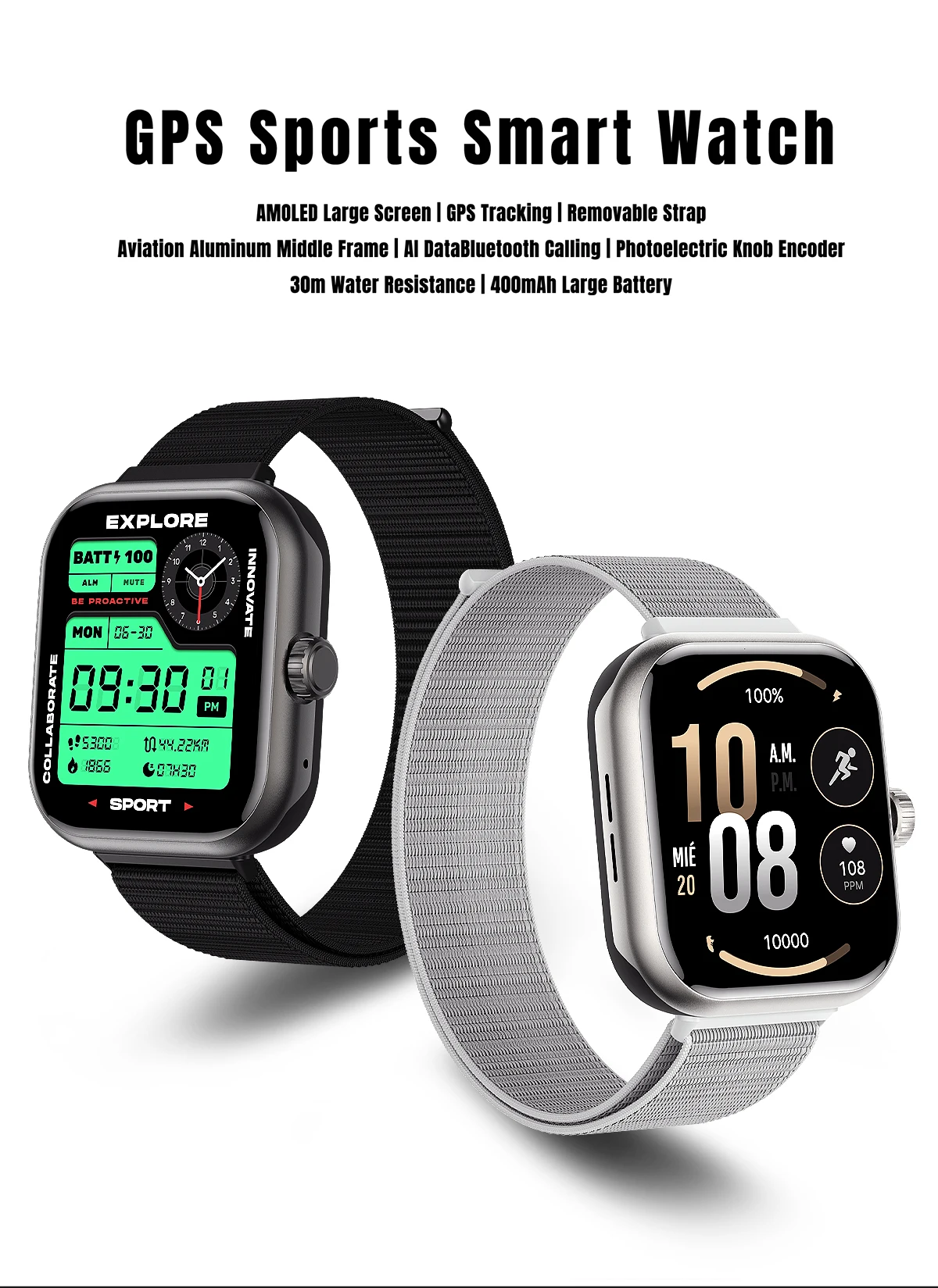 

New S339 Outdoor GPS Navigation 400mAh 1.85 Inch Amoled 30 Meters Waterproof Activity Track Sport Watches
