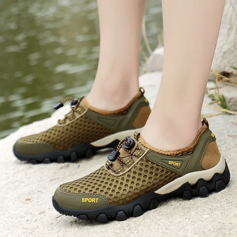 2024 Summer men's outdoor leisure breathable mesh hiking shoes are soft, comfortable, breathable, anti slip, and wear-resistant