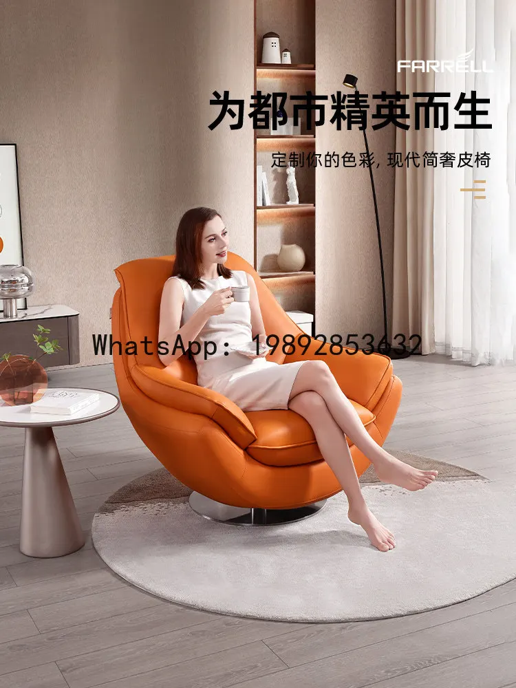 

XL Light Luxury Modern Genuine Leather Single Sofa Convertible Chair Leisure Minimalist Living Room High-end Light Luxury Chair