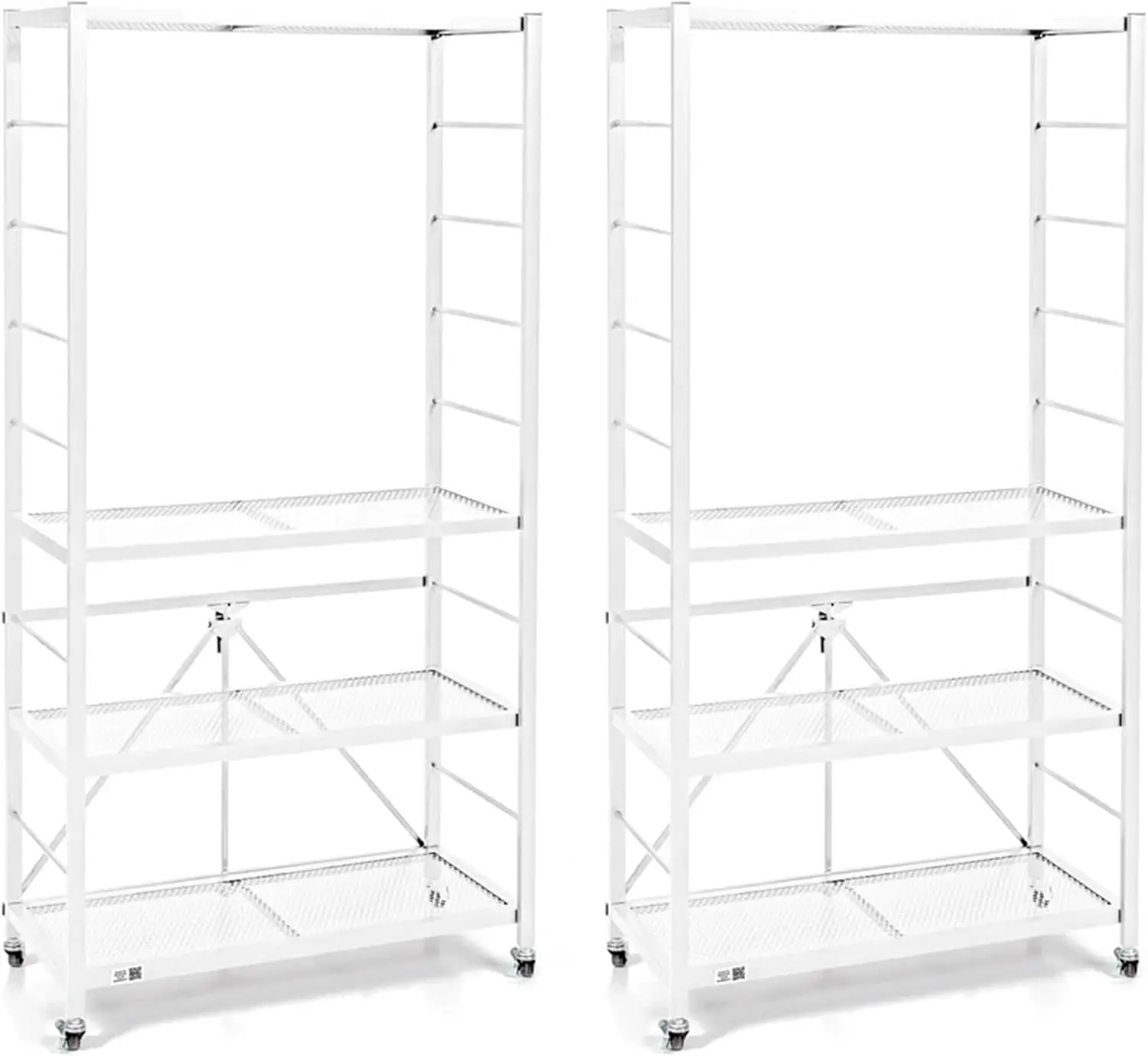 Origami R2 Series Folding Heavy Duty Steel Storage Rack Adjustable Shelving Portable Home Organization Unit With Wheels, Set Of