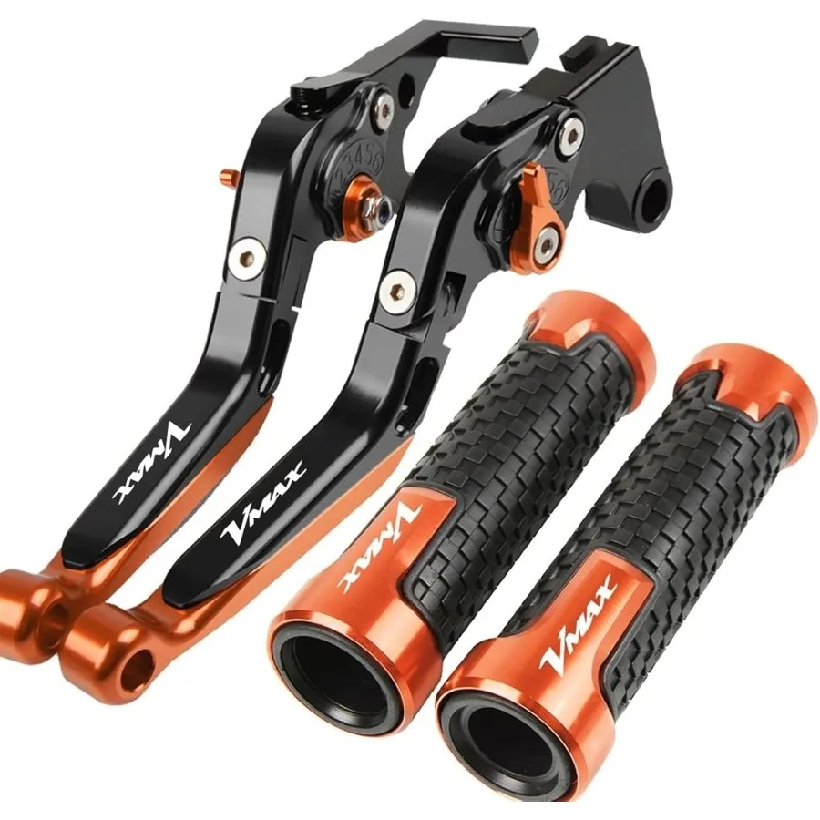 عتلات فرامل وقابض قابلة للطي قابلة للتعديل لدراجة Yamaha VMAX 1200 1985-2008 مع مقابض مقود الدراجة الآلية باستخدام الحاسب الآلي والخصب