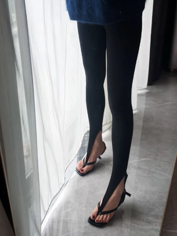 Y2K Fashion Winter Black High Waist Tight Women's Pants Sexy Shiny Casual Tight Pants Pants