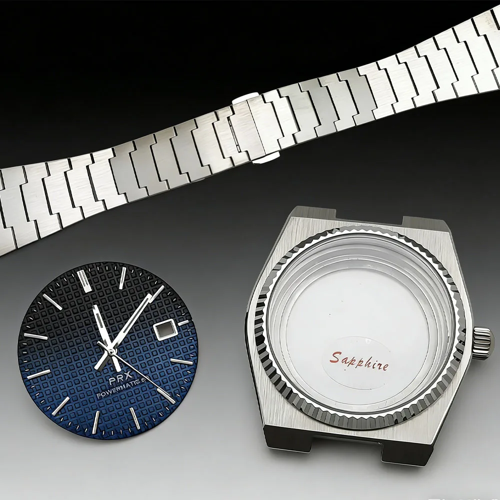 

40 мм серебряный водонепроницаемый корпус из нержавеющей стали с сапфировым стеклом для PRX Super Player, модифицированный корпус, подходит для деталей часов с механизмом NH35A