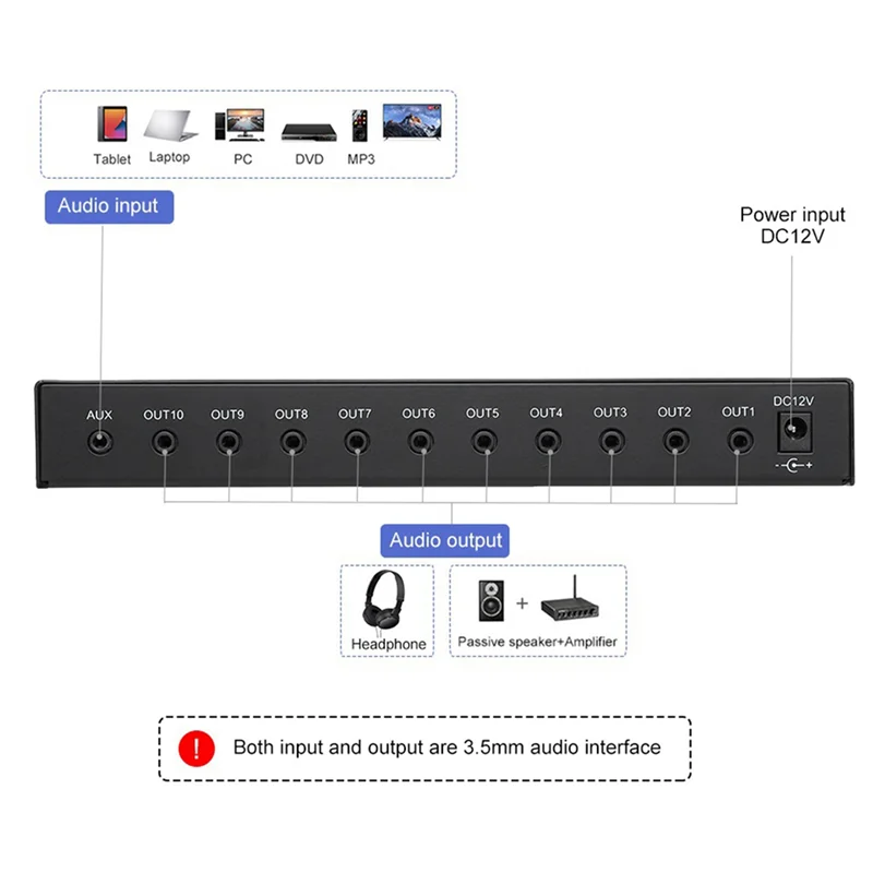 【Superdeals】2X AU-HP10 مضخم صوت ستيريو 10 قنوات صوت 1 مدخل 10 مخرج مضخم تحكم مستقل NJM4556A