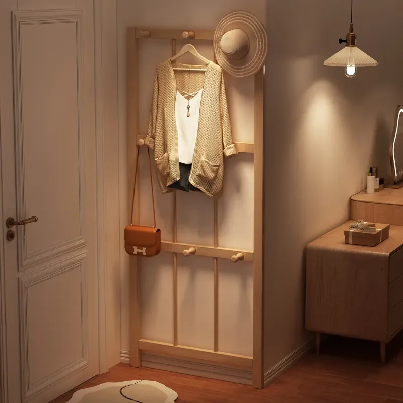 Foldable Floor to Ceiling Coat Rack Space Saving Multi Angle Clothes Hanger for Bedroom Bedside Simple Storage Stand