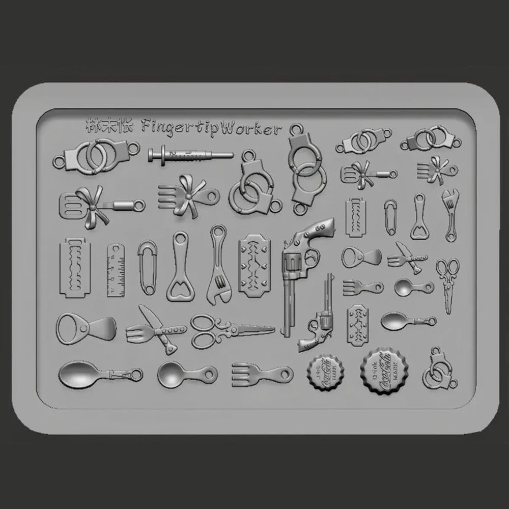 3D Nagel Form Silikon Geschirr Handschellen Lustige Spielzeug Harz Maniküre Charms Mods für DIY Halloween Zubehör Nagel Teile Werkzeuge