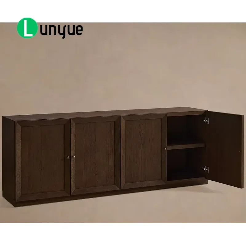 Luxury Solid Wood Four Door Media Cabinet American Style Living Room Furniture New Design Storage TV Stand Console Table