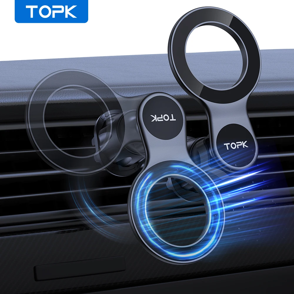 TOPK Mag-Safe Phone Holder Car, Magnetic Phone Car Mount, Air Vent Car Phone Holder with Strongest Magnet, Car Cradle for iPhone