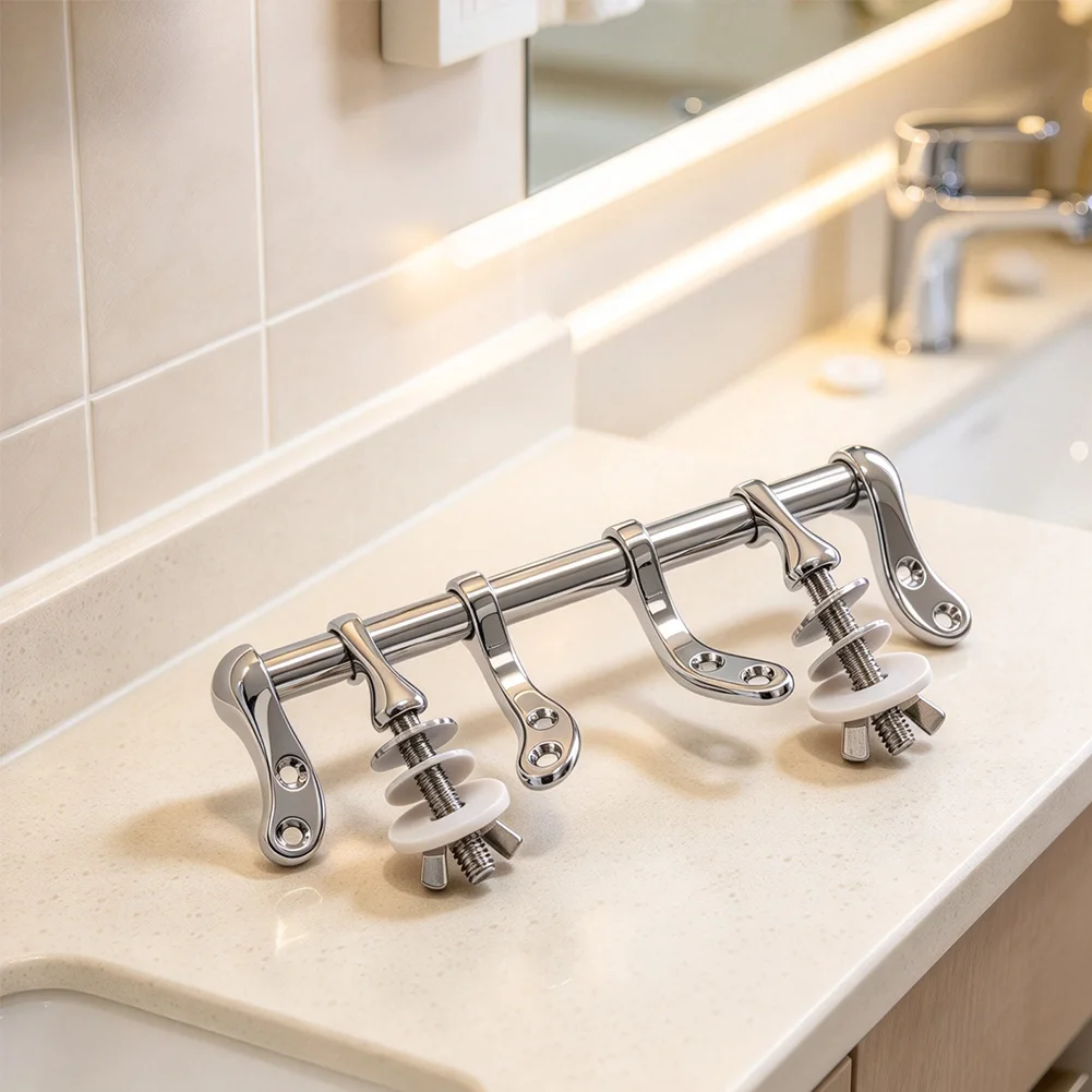 Single-Piece Metal Toilet Seat Hinge Replacement Kit with Wing Nuts and 140mm Fixed Hole Spacing for Standard Toilets