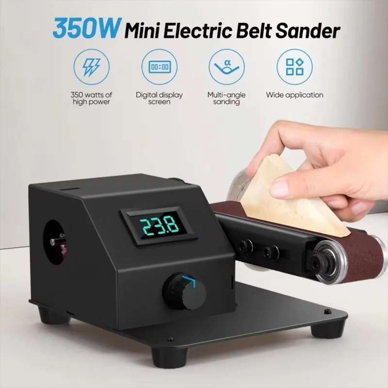 Mini Belt Sander 350W Bench Grinder Adjustable Speed 10 Sanding Belts for Metal Wood Polishing Sharpening