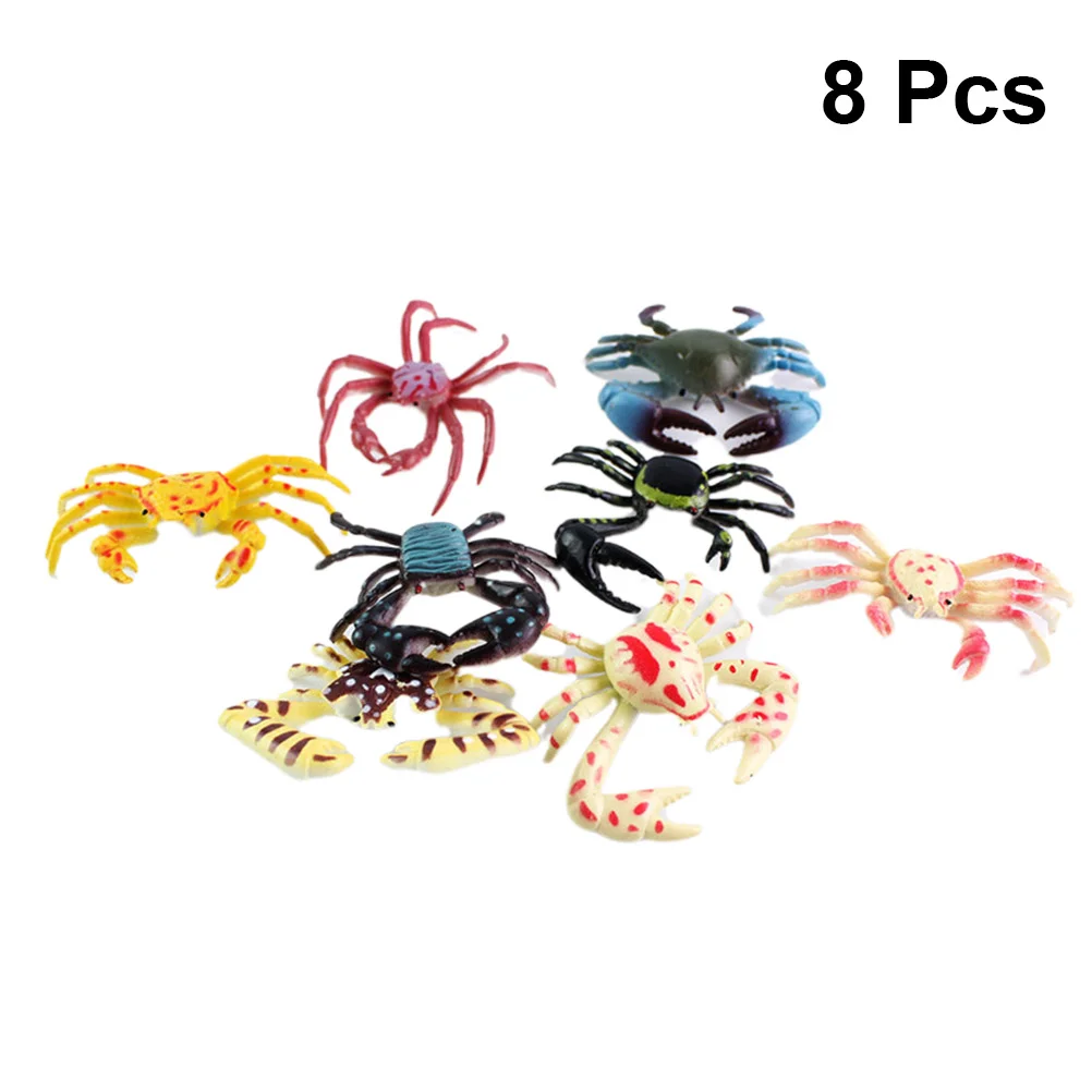 8pcs Simulation Plastic Model Sea Crab Animal Model Educational Toy for Kids Children (Crab) sea animal model