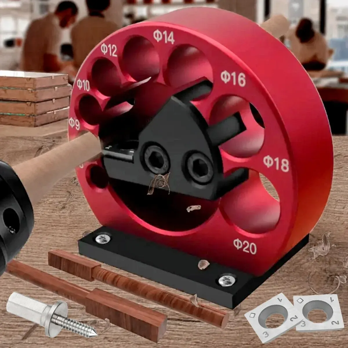 

8-Holes Dowel Maker Jig Kit 8mm-20mm with Carbide Blades Woodworking Electric Drill Milling Dowel Round Rod Auxiliary Tool