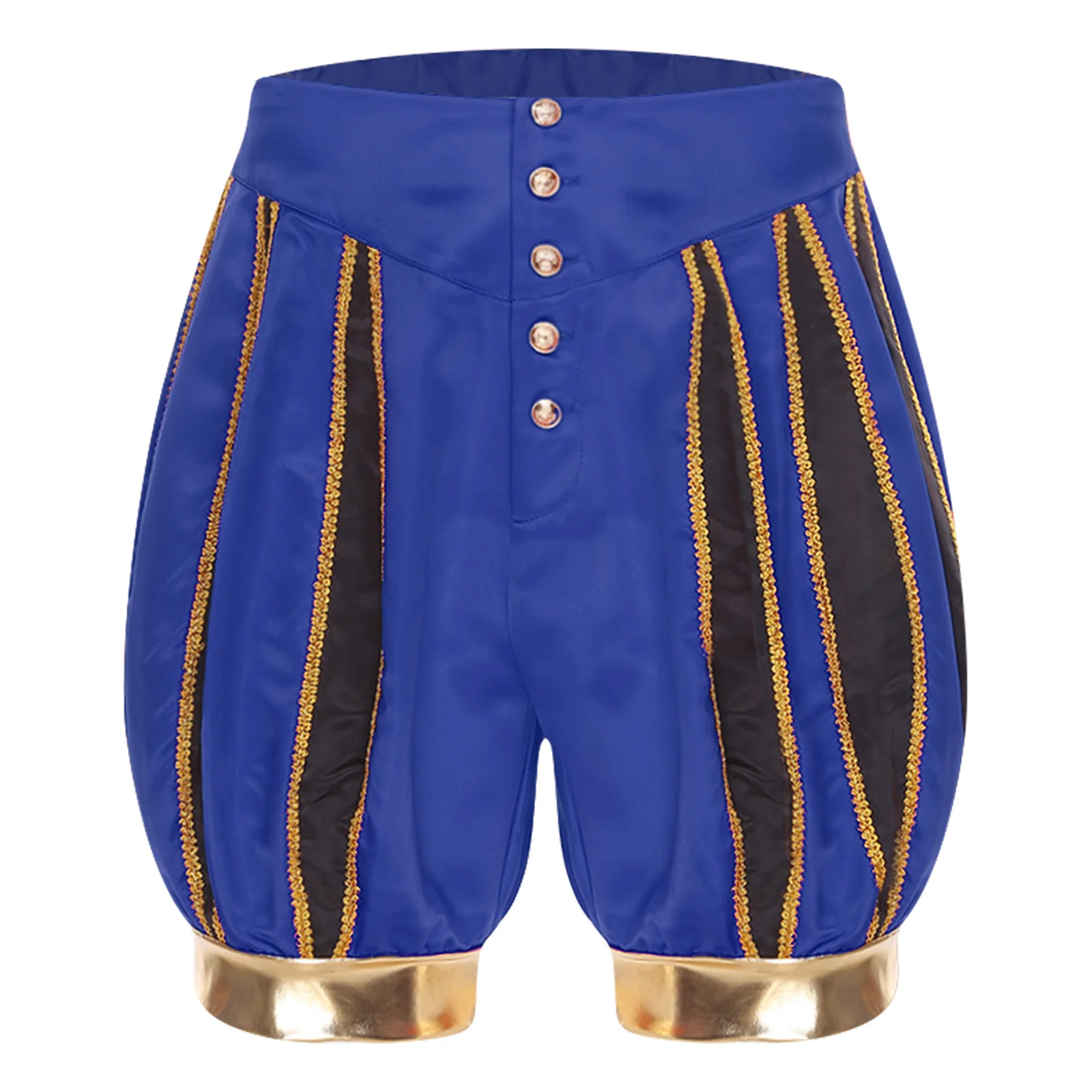 Short lanterne de cirque pour hommes, garniture dorée, boutons sur le devant, taille haute, Clubwear, Halloween, Clown, Costume de fête Cosplay