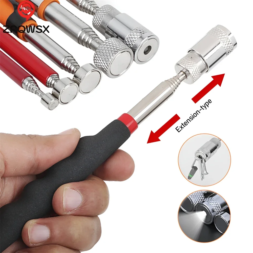 1/5/10PCS LED Retractable Telescopic Magnetic Pen with Light Portable Magnet Tool Extendable Pickup Rod Stick Picking Up Screws