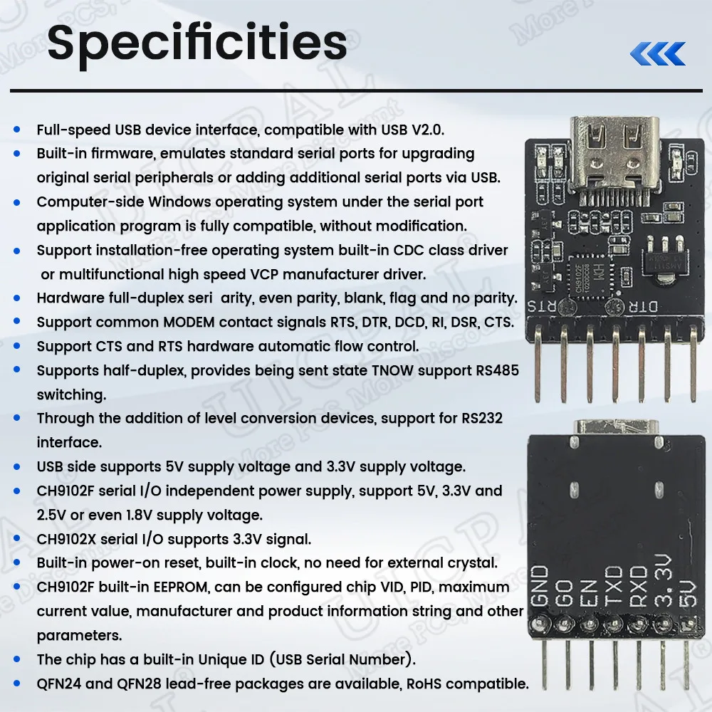 Imagem -04 - Módulo de Download de Porta Serial para Esp32 Mini tipo c Usb para Uart Rs232 Rs485 Download 7pin Ch9102f