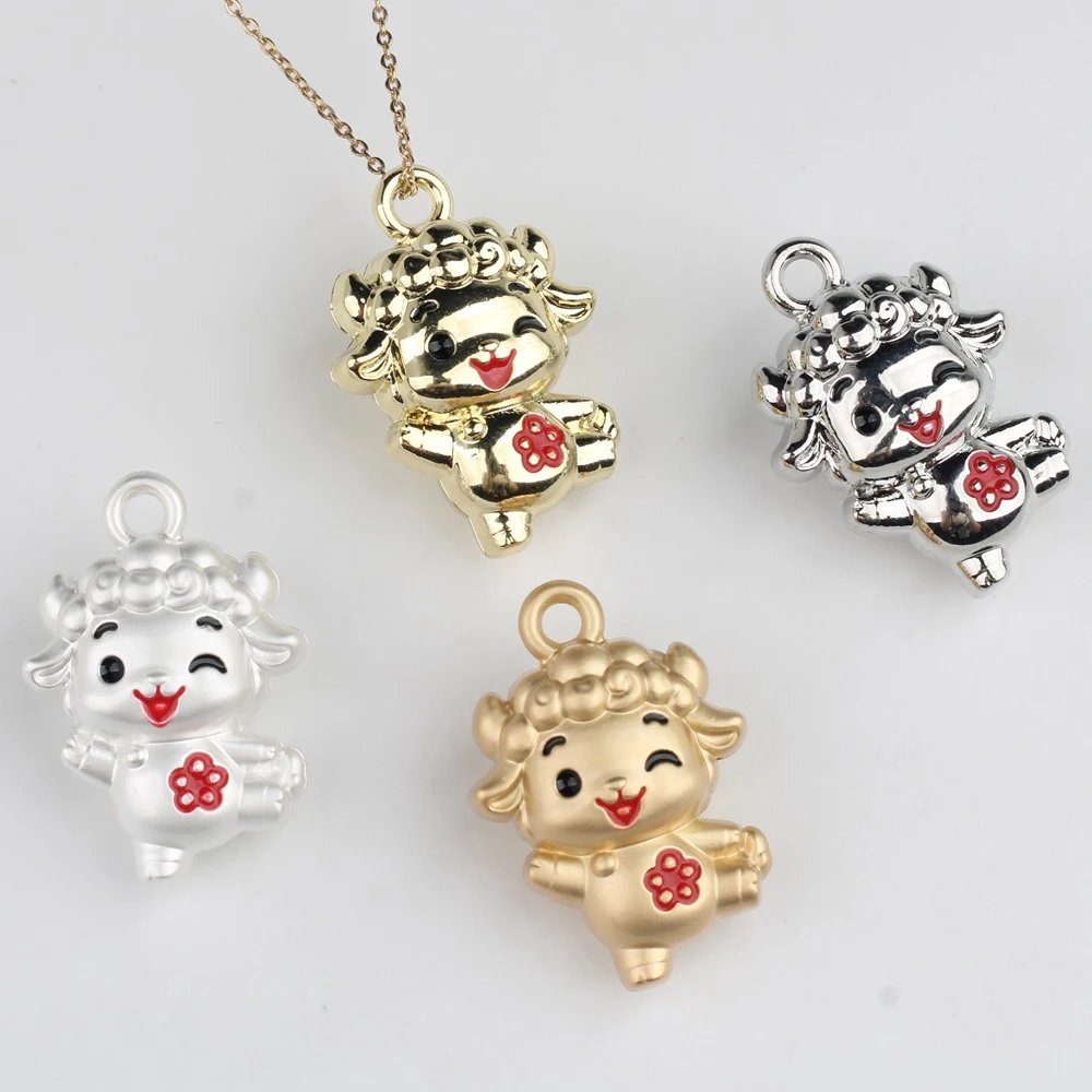 10pcs Fashion 3D Joyful Sheep Shape Pendant Jewelry Making Accessories DIY Handmade Earrings Necklace Bracelet Bag Ornament