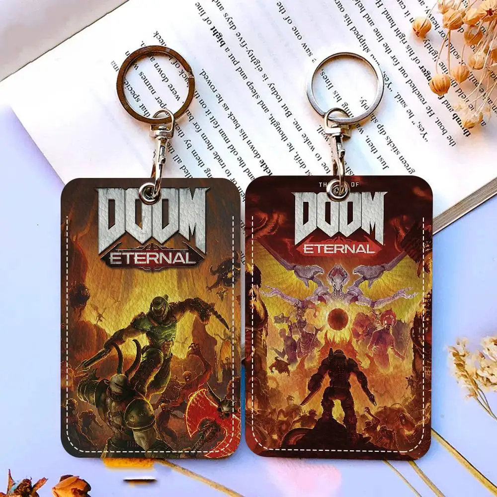حامل بطاقة الوصول من البولي يوريثان على الطراز الكلاسيكي D-Doom E-Eternal مع سلسلة مفاتيح - حماية تنفيذية لبطاقة البنك والمترو الأنفاق وبطاقة الحافلة #2
