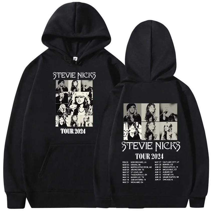 

90s Rock Stevie Nicks 2024 Tour Graphic Hoodie Men Women Hip Hop Fashion Clothing Sweatshirt Y2k Vintage Gothic Oversized Hooded