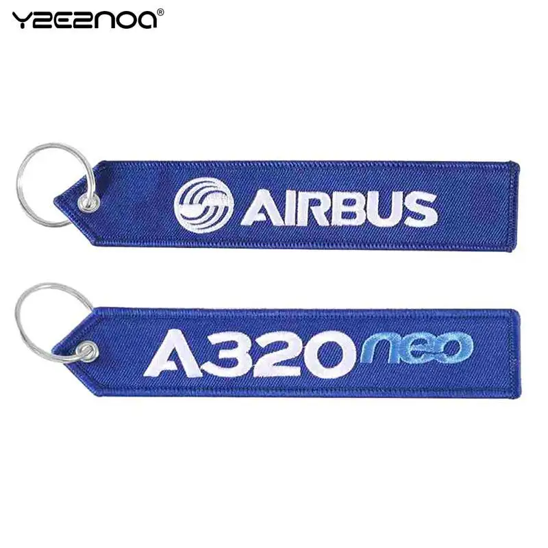 AIRBUS Keychain Motorcycle Car Embroider Key Ring A320 Aviation Key Ring Chain For Aviation Gift Strap Lanyard For Bag Zipper