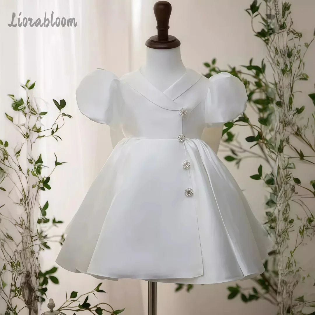 

Pearl Embellished Princess Dress White Wedding Gown Flower Girl Dress Party Dress Elegant Formal Attire
