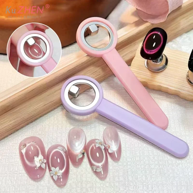 Stunning 3D  Upgraded Circular Cat  Eye Nail Magnet Ring Magnetic Tool With Handle For Cat Eye Gel Polish DIY Manicure Tools