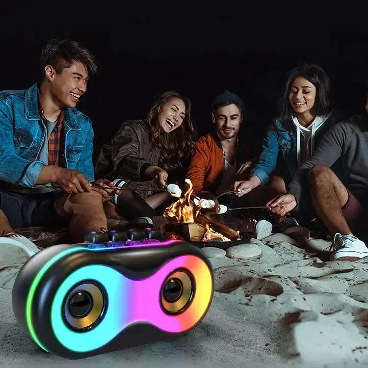 Портативный двойной динамик, мини-сабвуфер, Bluetooth-динамик, цветная подсветка RGB, настольный беспроводной Bluetooth-динамик для уличного домашнего кинотеатра