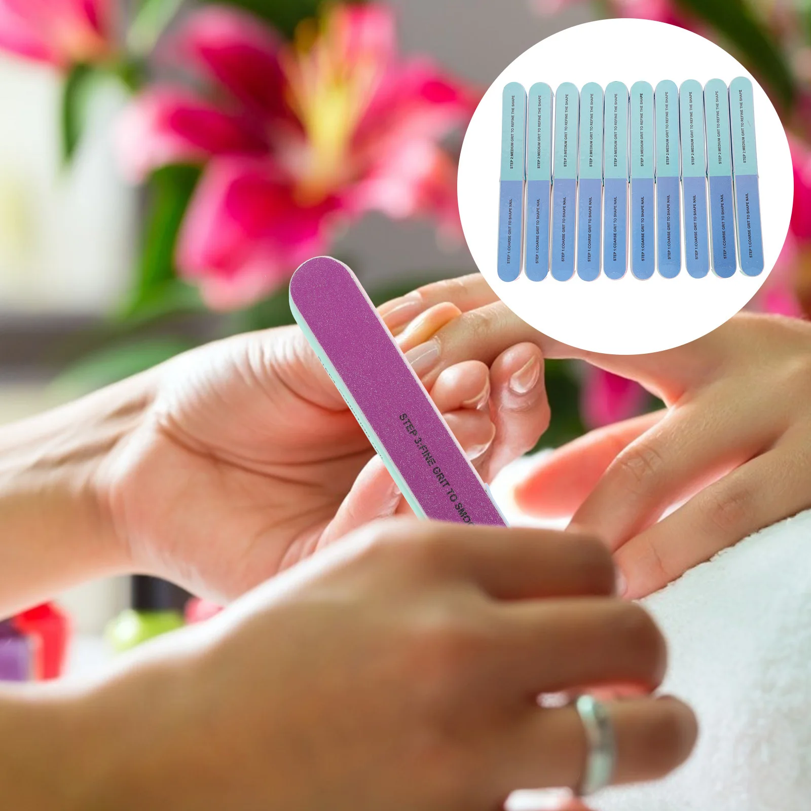 

10Pcs Nail Files Double Sided Polishing Grit for Natural False Nails Manicure Art Extension Grinding Tool Smooth Finish