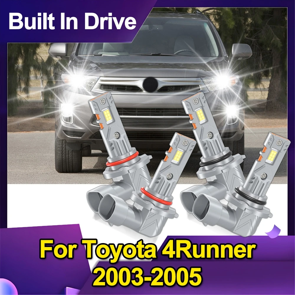 

9005/HB3 9006/HB4 светодиодные лампы для фар, комбинированный комплект дальнего и ближнего света 6000K, чрезвычайно белый для Toyota 4Runner 2003-2005, автофара