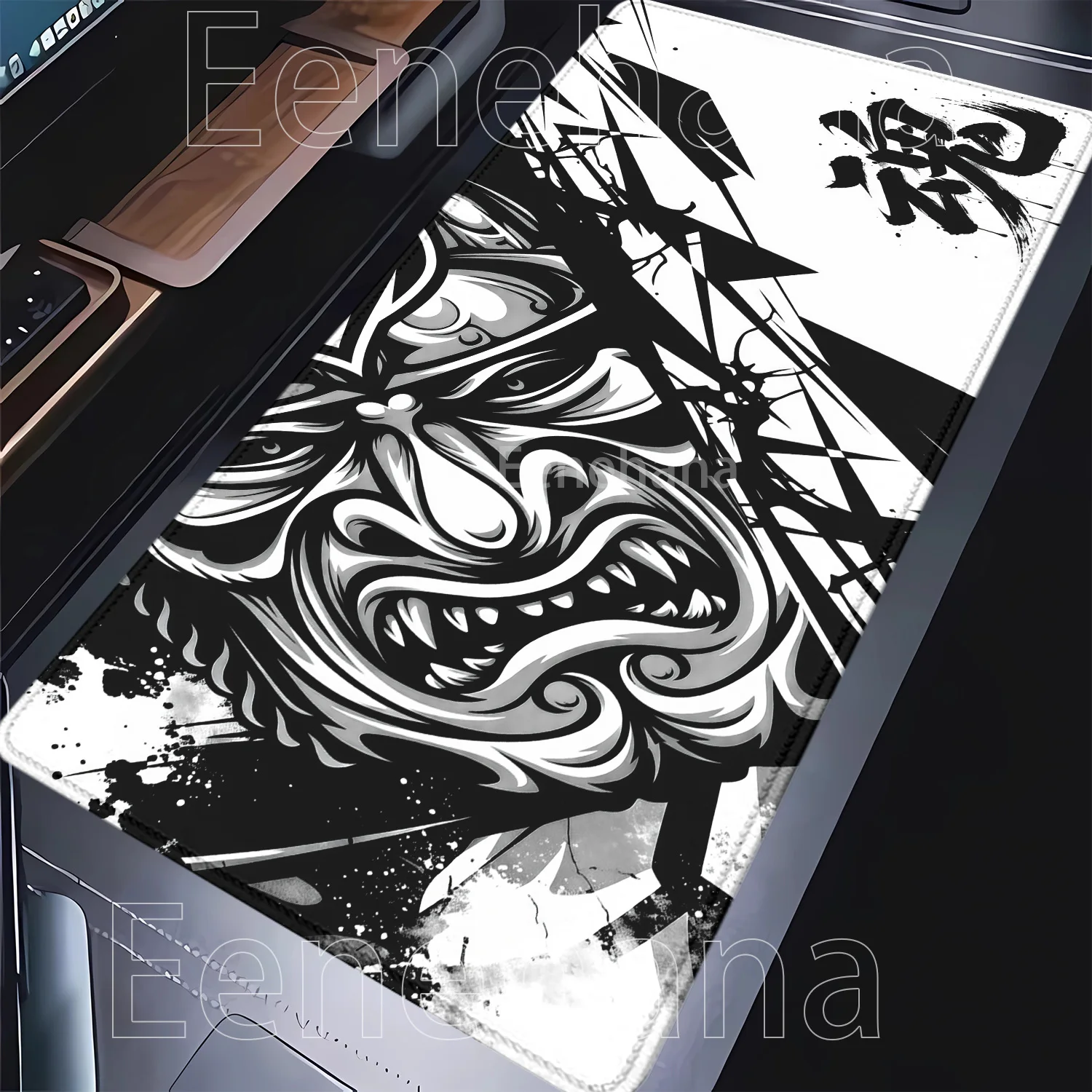 PC Gaming Mouse Pad Ghost Face Non-slip Base Larger HD Printing Samurai Devil Mask Mousepad Office Accessories Overlock Desk Mat