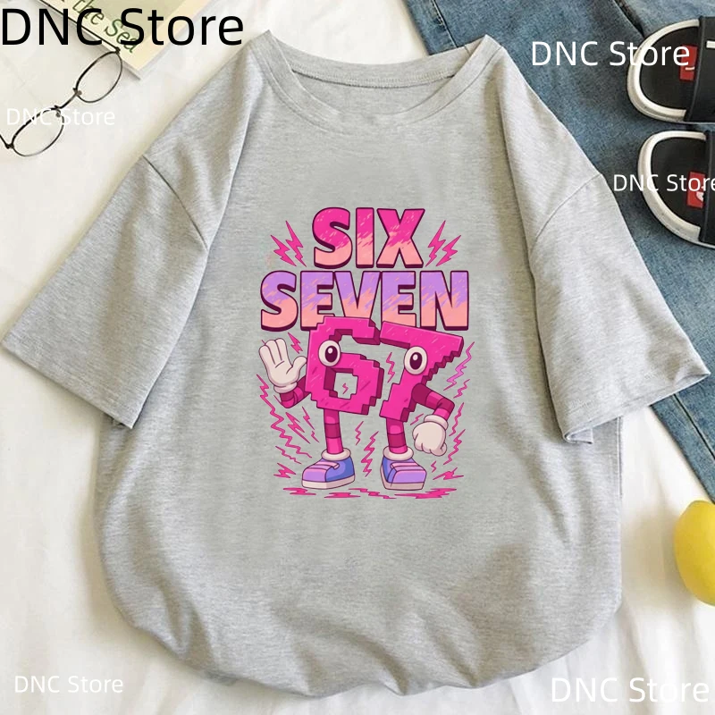 ستة سبعة الإيطالية Brainrot 6 7 الجرافيك تي شيرت مطبوع المرأة موضة Harajuku في سن المراهقة طالب الفتيات التي شيرت الصيف قميص غير رسمي بلايز #2