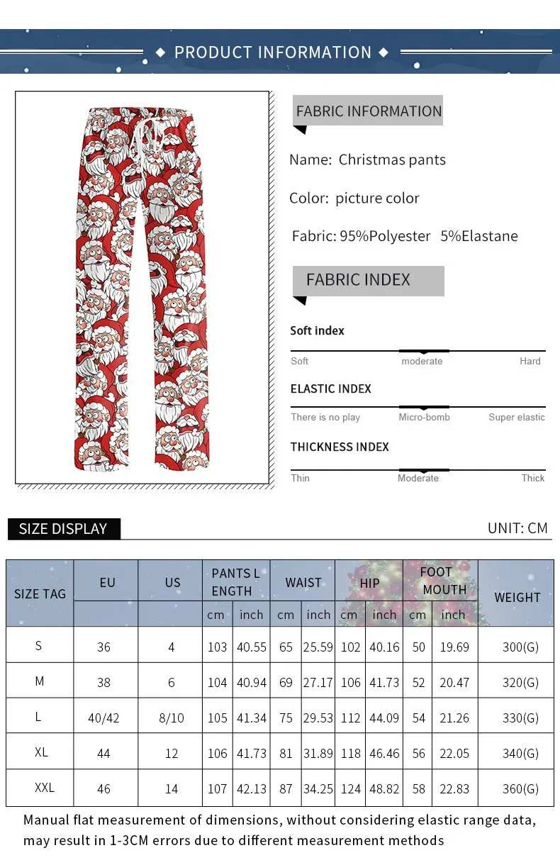 سروال عيد الميلاد للنساء سانتا كلوز طباعة احتفالية عطلة صالة السراويل لينة الفانيلا الصوف ملابس منزلية ملابس خاصة الأسرة مطابقة