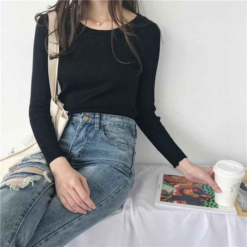 Sweater Women Pullover Slim O-neck Warm Sweaters Knitted Korean Jumper Fashion Women Clothes Pull Femme Poleras Sueter