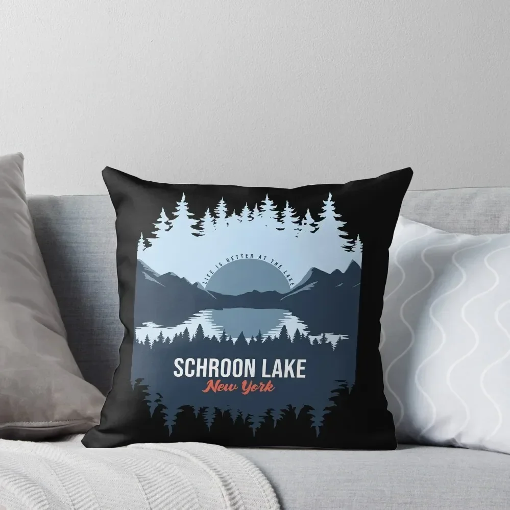 

Schroon Lake New York Lake With Mountain And Pine Tree Throw Pillow Embroidered Cushion Cover pillow cover luxury pillow