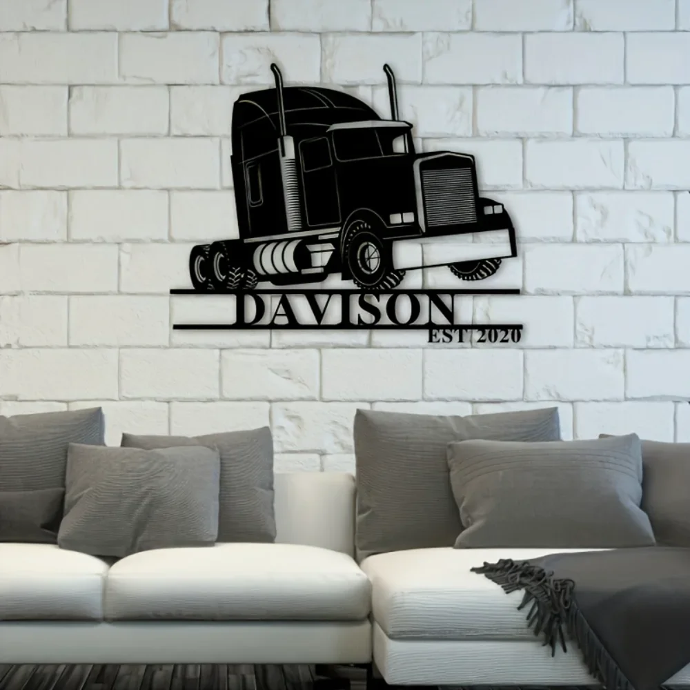 

Quality - Crafted Custom Retro 18-Wheeler Sign. Enamel - Coated Metal. Personalized Gift for Truck Enthusiasts. Wall - hanging.