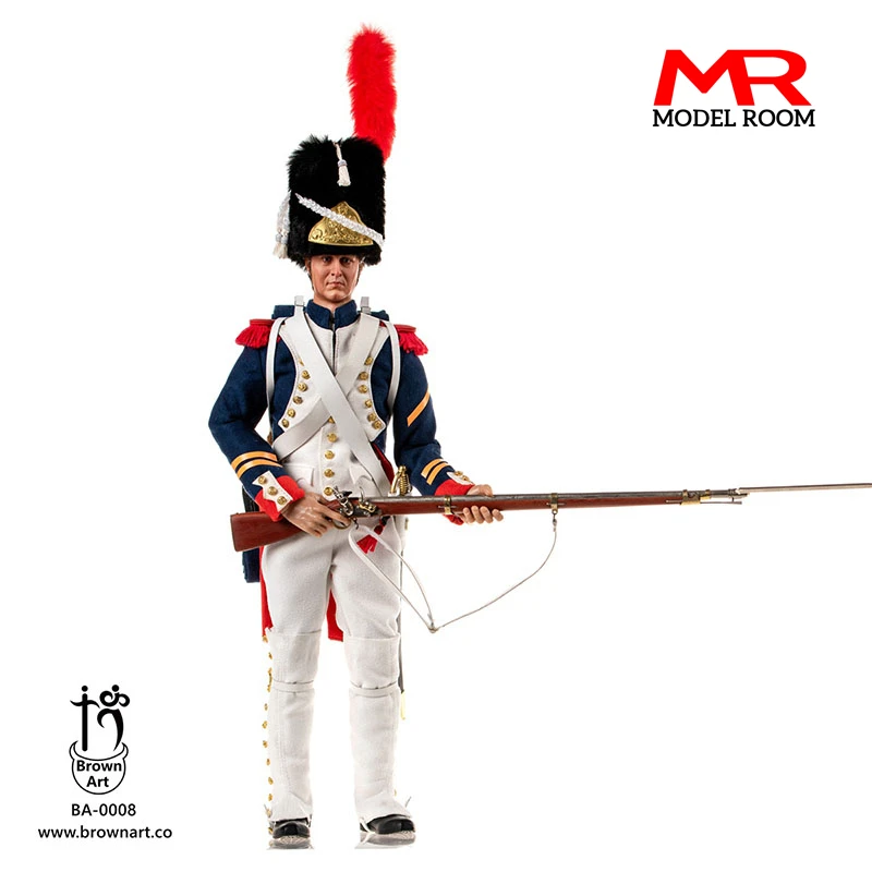 BROWNART BA-0008 1/6 Napoleon Guards Lieutenant Action Figure 12'' Male Soldier Action Figure Body Doll Full Set Toy